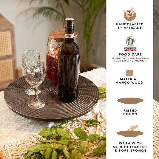Mango Lazy Susan Ribbed Natural