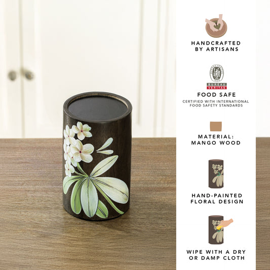 Frangipani Wooden Candle Holder - Large