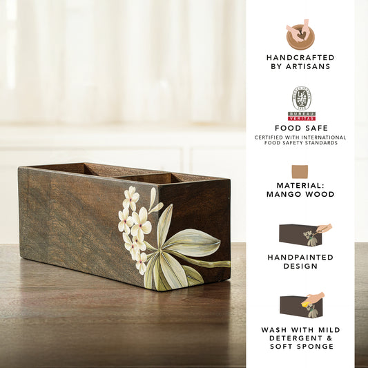 Frangipani Wooden Cutlery Stand