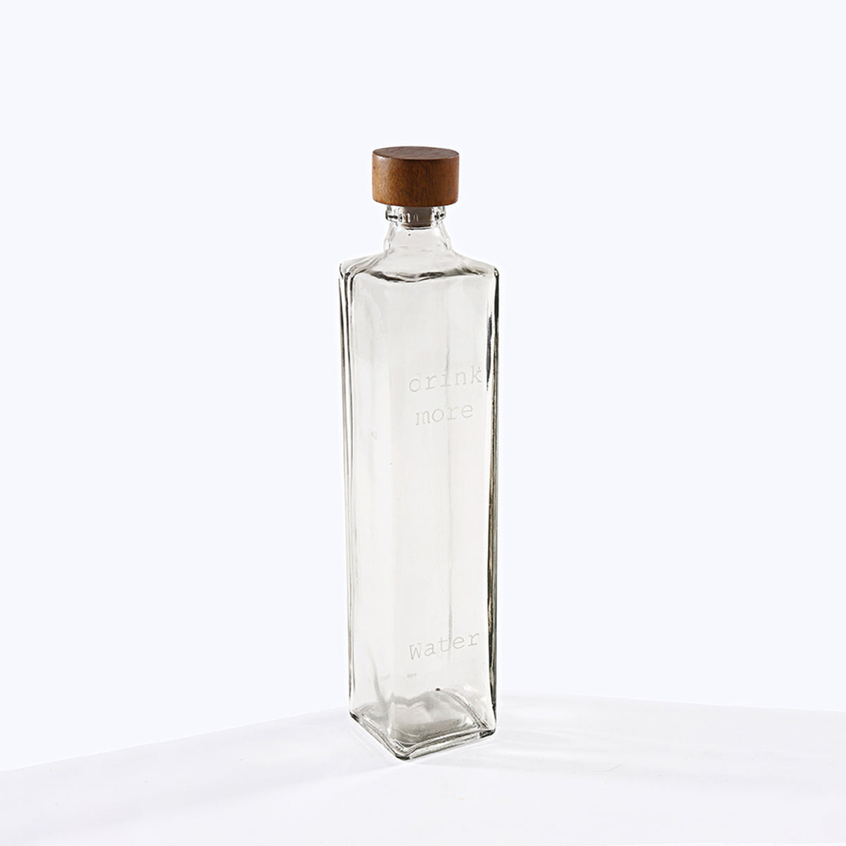 Drink More Glass Water Bottle With Wooden Stopper