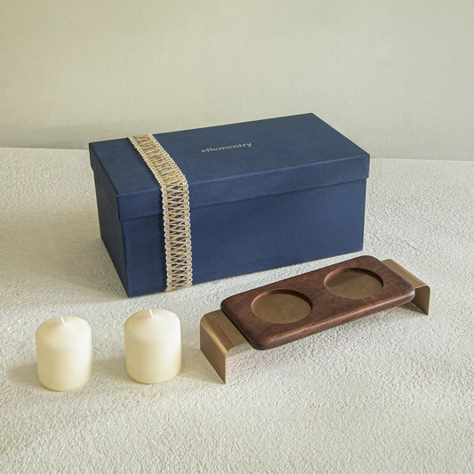Double Pillar Candle Stand Gift Set - Large