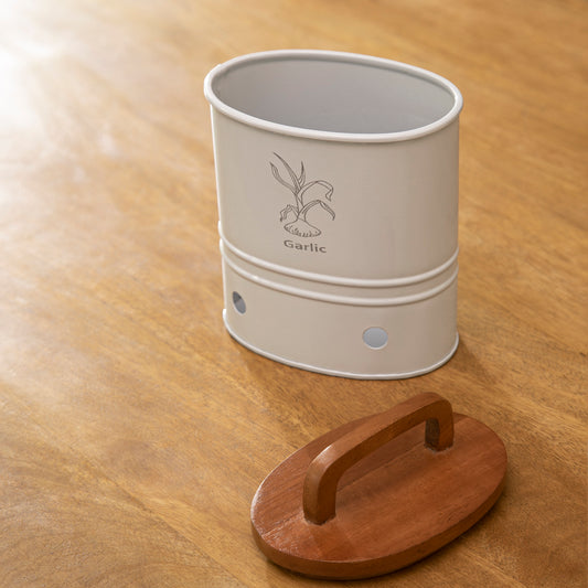 Canny Garlic Storage Barrel With Wooden Lid