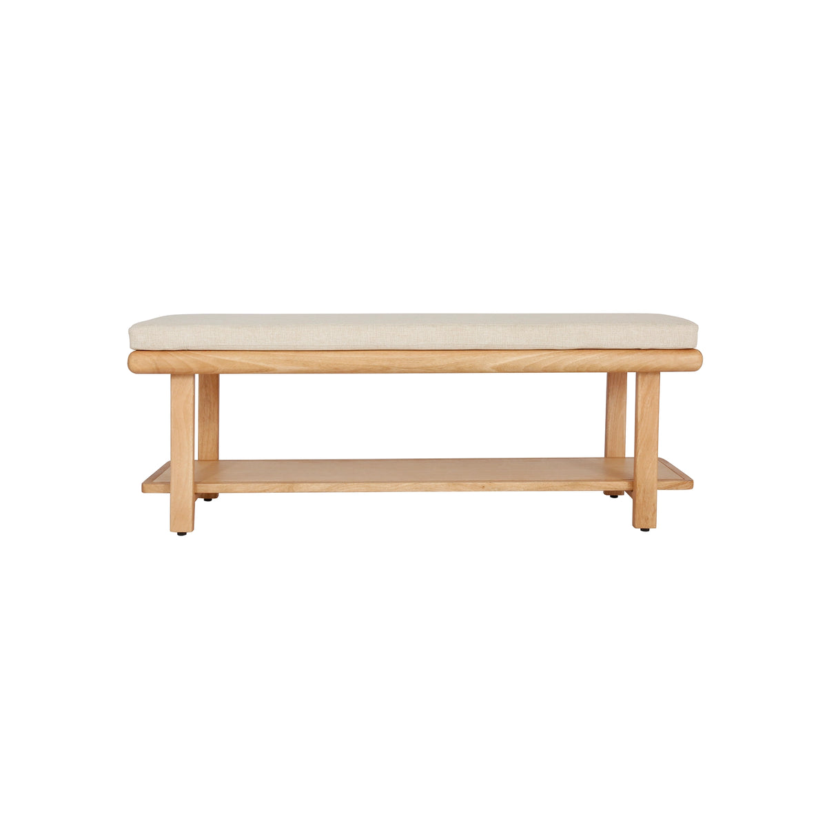 Willow Wooden Cushioned Bench with Shelf
