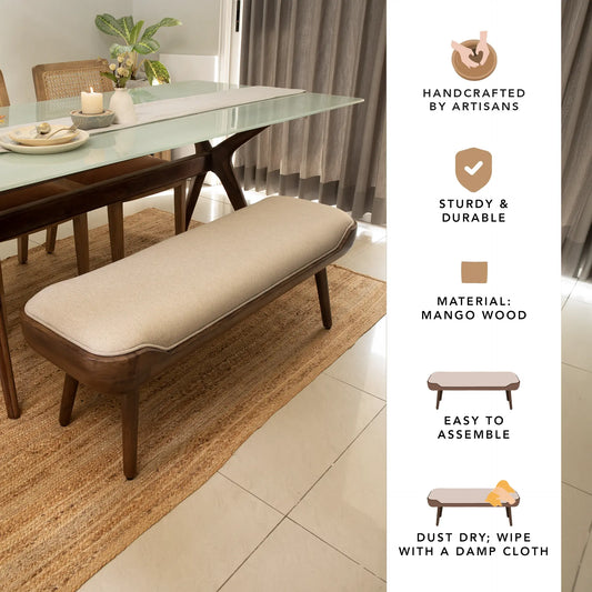Walnut Haze Upholstered Bench- 2