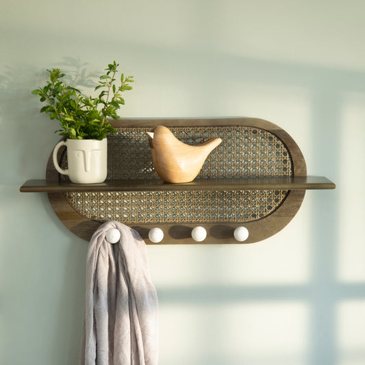 Lusha Wooden Cane Wall Shelf