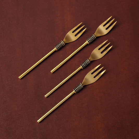 Masai Gold Dessert Fork (Set of 4) - ellementry
