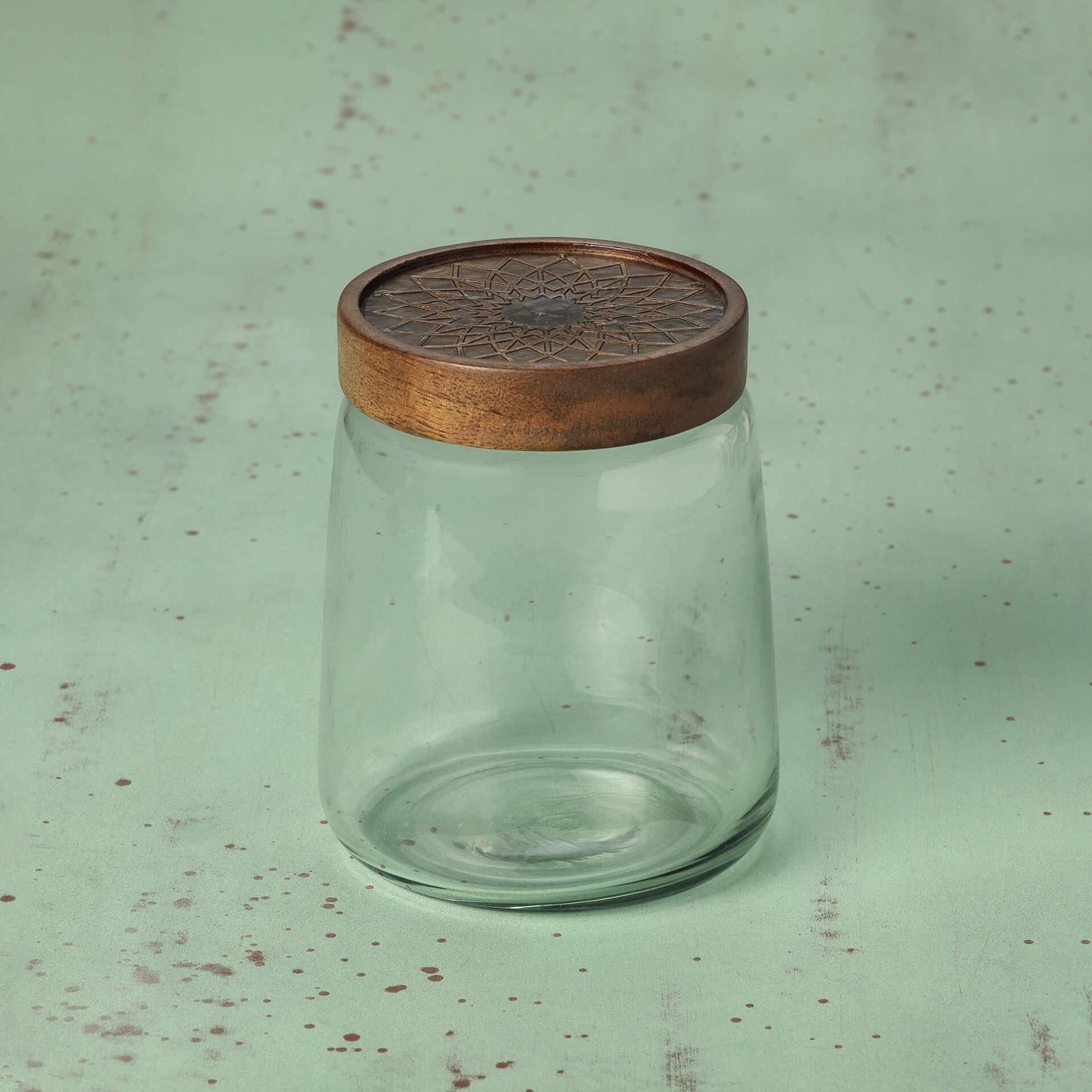 Clear Glass Jar With Metal Cladding Lid Large