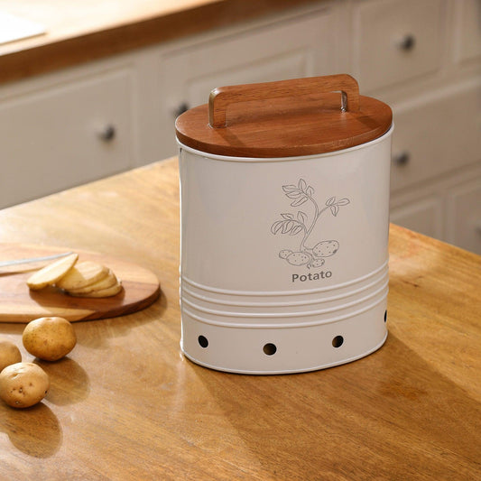 Canny Potato Storage Barrel With Wooden Lid