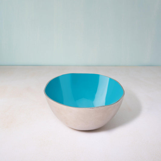 Teal Metal-Enamel Fusion Fruit Bowl- Medium