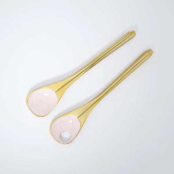 Pink Metal And Enamel Fusion Salad Set (Set Of 2) - ellementry