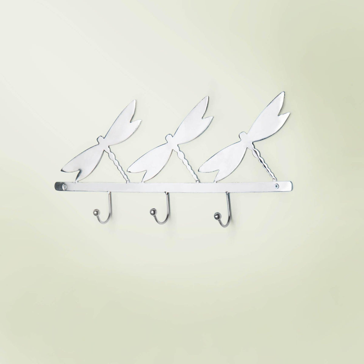 silver metal butterfly wall w/3 hooks - ellementry