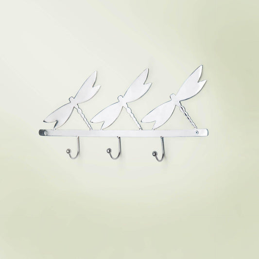 silver metal butterfly wall w/3 hooks - ellementry