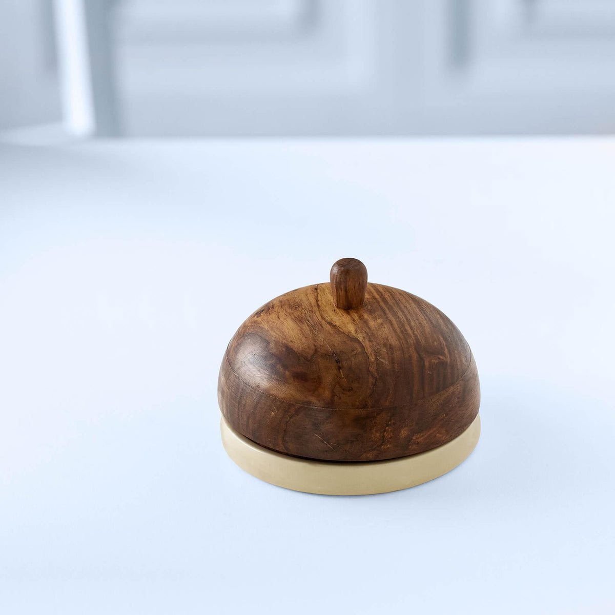 Ceramic Butter Dish Stripes with wooden Lid - Lemon