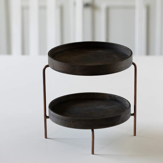 Mango Wood Brown 2 Tier Cake Stand