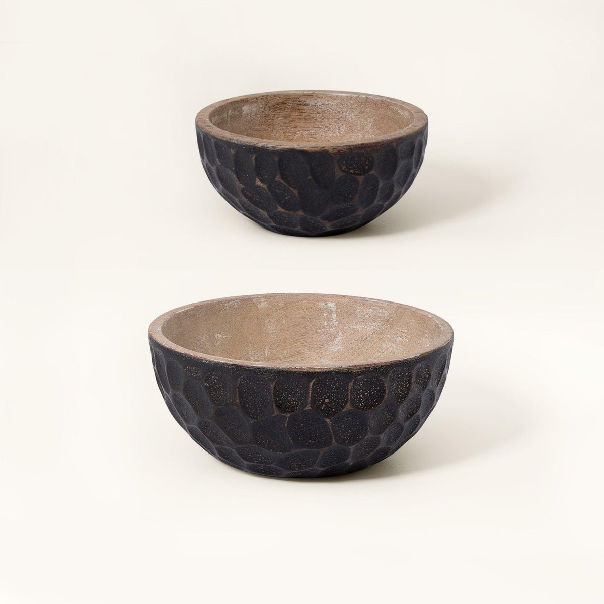 Black Masala Wooden Nut Bowl- Large & Small