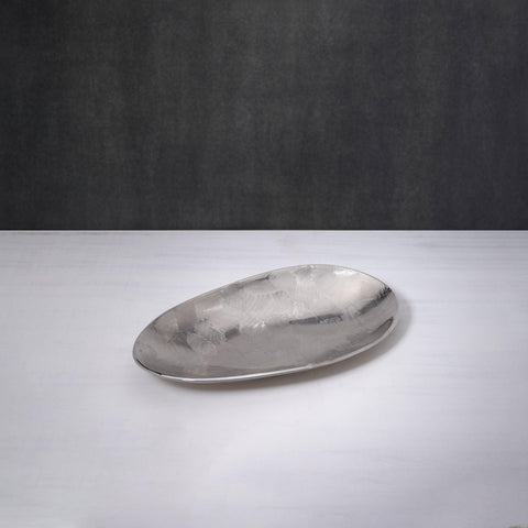 silver textured metal platter- small - ellementry