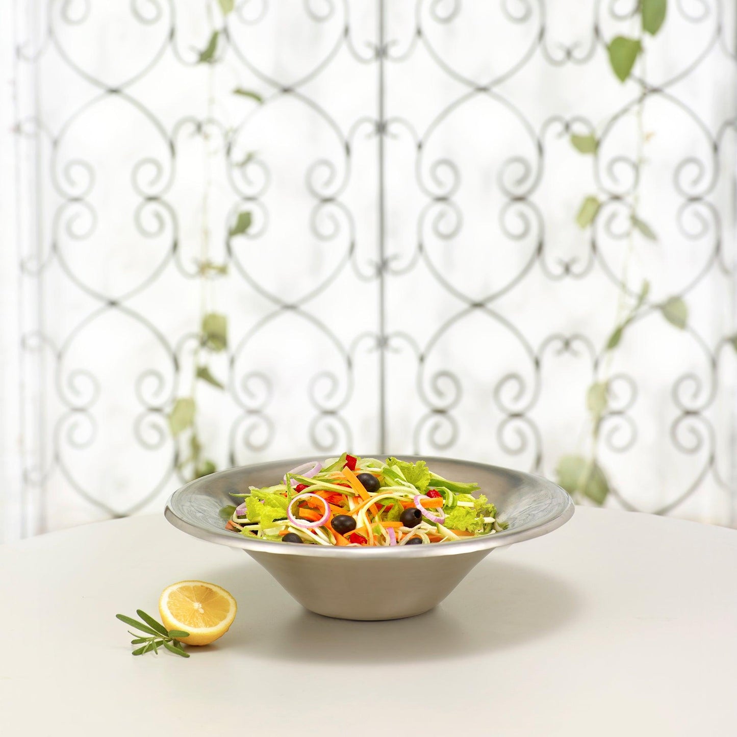 matt silver metal serving bowl - ellementry