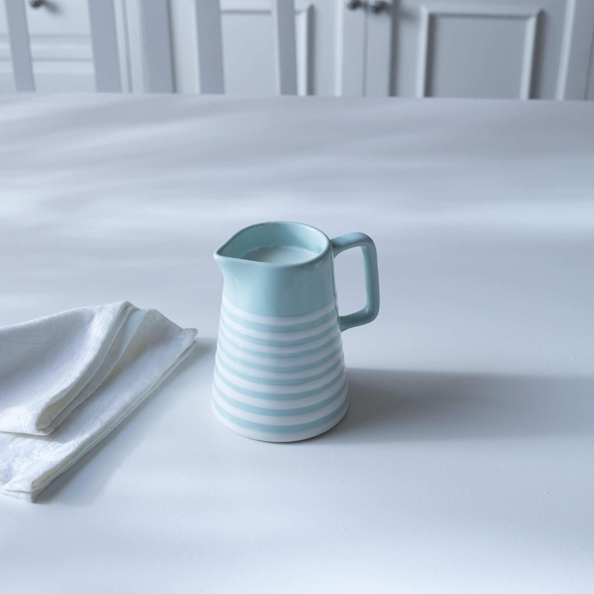 ceramic jug small stripes blue
