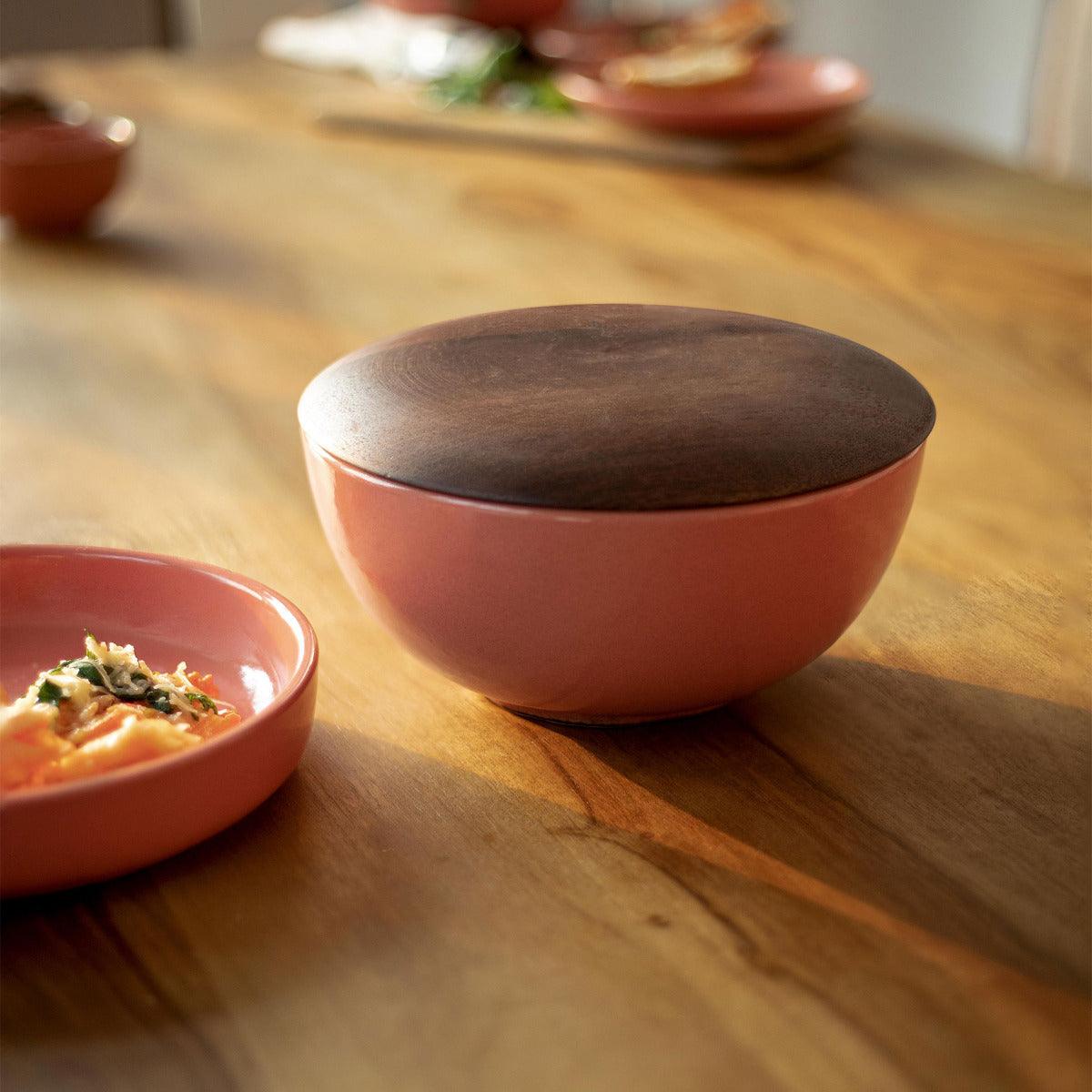 Rustic Reef Ceramic Soup Bowl With Wooden Lid