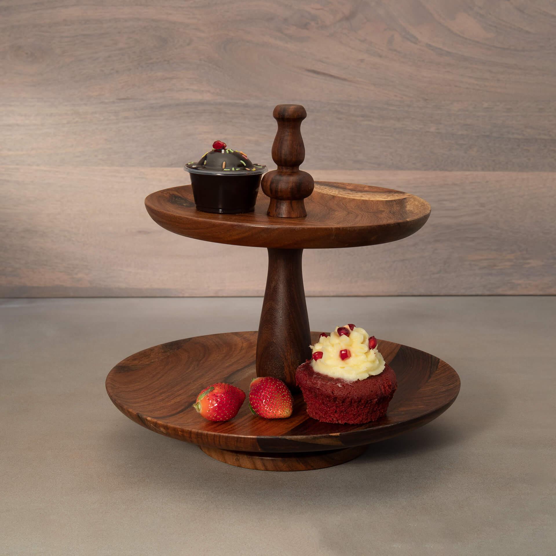 sheesham 2-tier cake stand Ellementry1