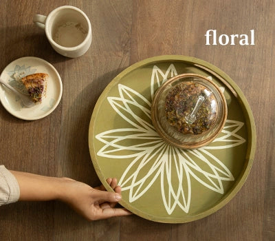 Floral Serving Platters and Trays