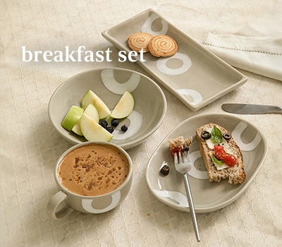 Table Breakfast Set of Bowl, Platter and Mug