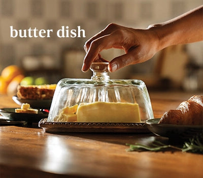 Butter Dish Ceramic and Glass