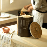Charcoal Brown Grain Storage Barrel with Wooden Lid