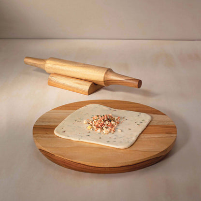 In Teak Wooden Chakla Belan With Stand- Large