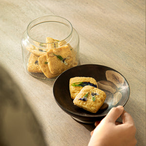 Tashi Glass Jar With Wooden Nut Bowl - Large