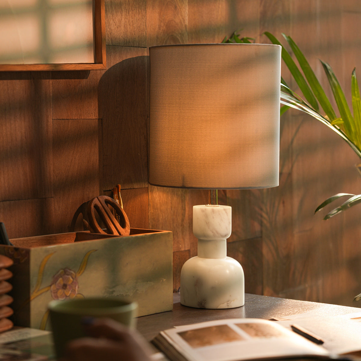 Mist Marble Table Lamp with Shade