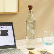 Daisy Glass Water Bottle With Wooden Stopper