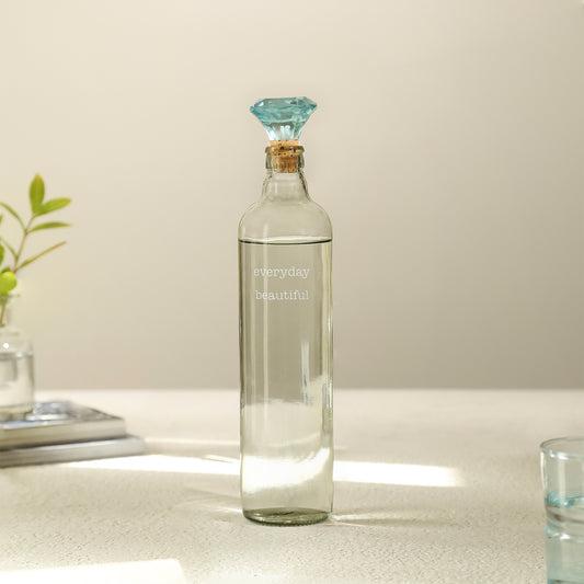 Everyday Glass Bottle With Blue Glass Stopper