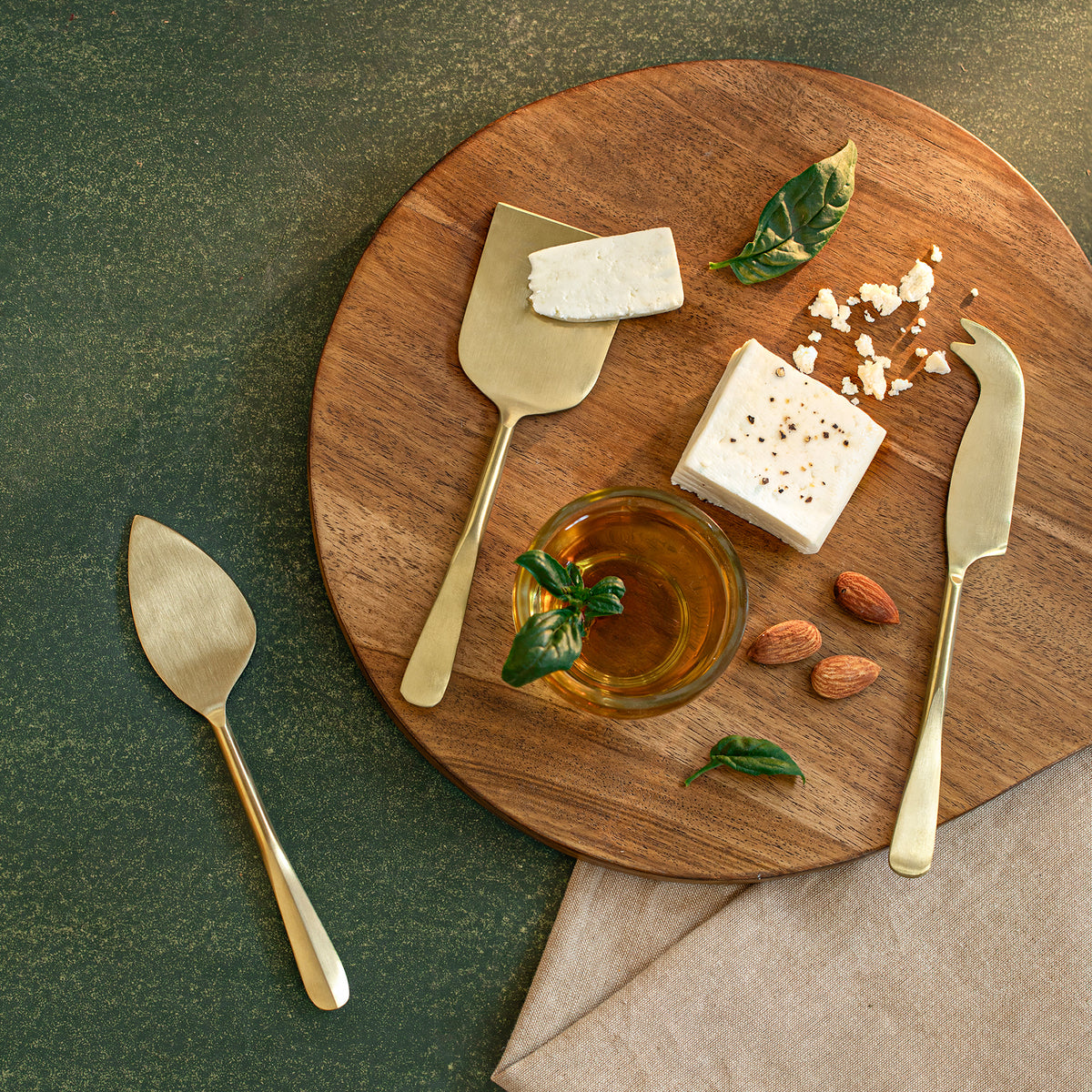 Cheese Set of 3 Champagne Gold Matt Finish