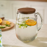 Dewy Glass Jug With Wooden Lid
