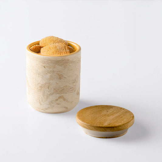 Amber Love Ceramic Jar With Wooden Lid- Small