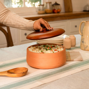 Terracotta Curd Setter With Wooden Lid- Large