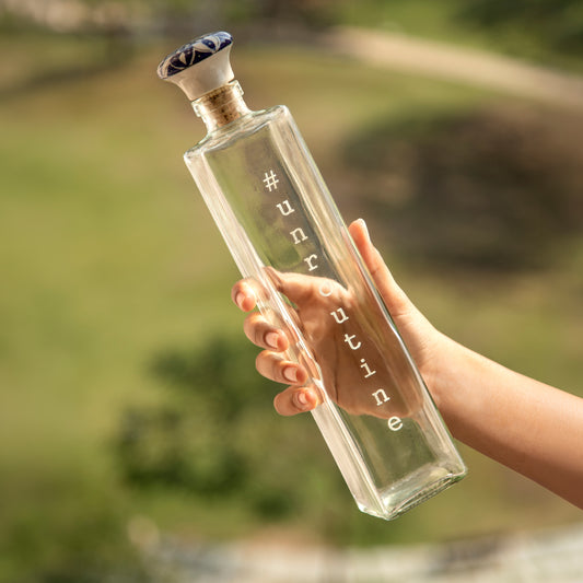 Square glass water bottle with ceramic stopper