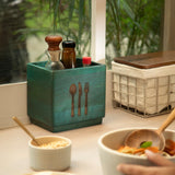 Blue Wood Utensil Holder