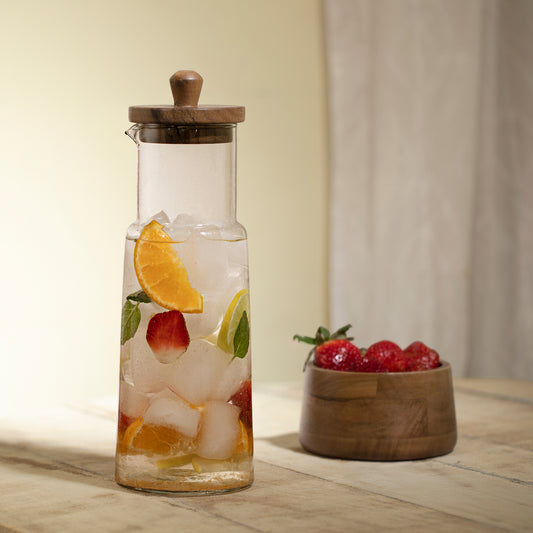 Fryst Glass Carafe with Wooden Lid