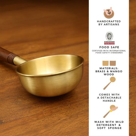 Arra Brass Tadka Pan With Wooden Handle
