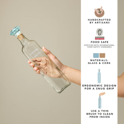 Everyday Glass Bottle With Blue Glass Stopper