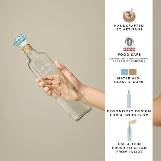 Everyday Glass Bottle With Blue Glass Stopper