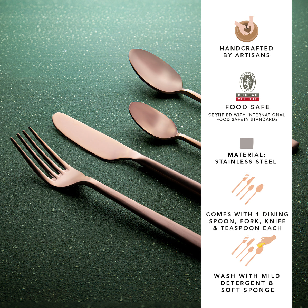 Enigma Rose Gold Cutlery Set of Four