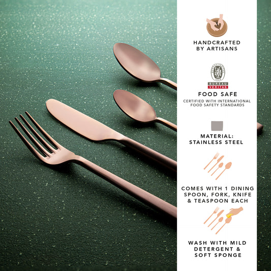Enigma Rose Gold Cutlery Set of Four