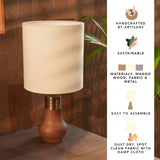Cottage Wooden Ribbed Lamp With Shade