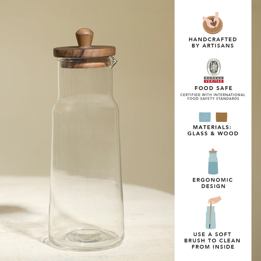 Fryst Glass Carafe with Wooden Lid