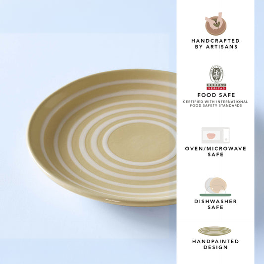 Ceramic Breakfast Plate Stripes Lemon
