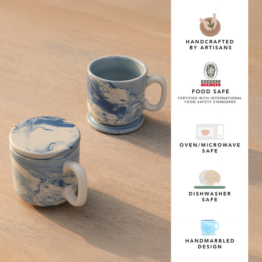 The Earth Ceramic Mug Set of Two with Lid