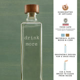Drink More Glass Water Bottle With Wooden Stopper